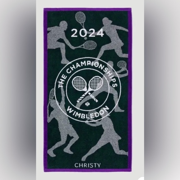 NWT 2024 Wimbledon Tennis On-Court Player Towel Christy 52x27.5 Alcaraz Champion